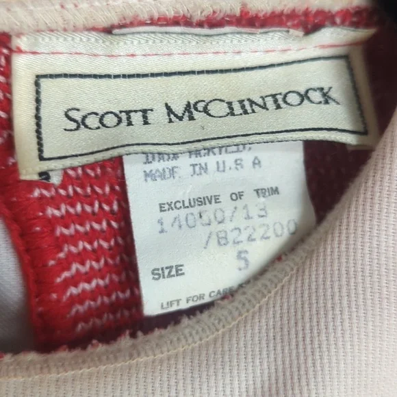 Vintage Scott McClintock 1980s Red White Pullover Sweater Bibbed Collar Small - Picture 8 of 9